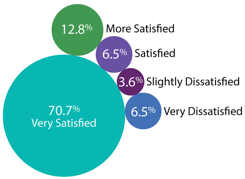 satisfaction survey results in a bubble chart