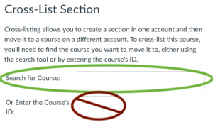 Search Course, not Course ID box