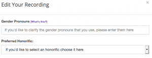 Pronoun and honorific preferences fields
