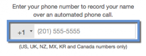 Phone number entry box