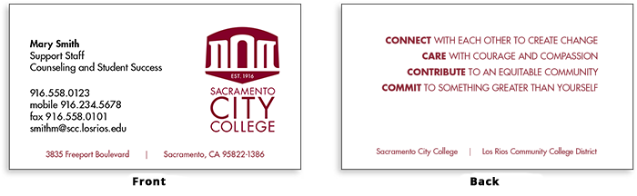 SCC business card sample