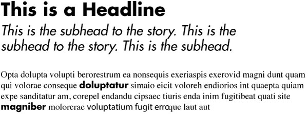Headline, subheadline, and body copy