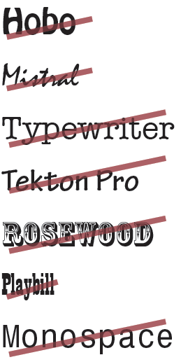Prohibited typefaces example b