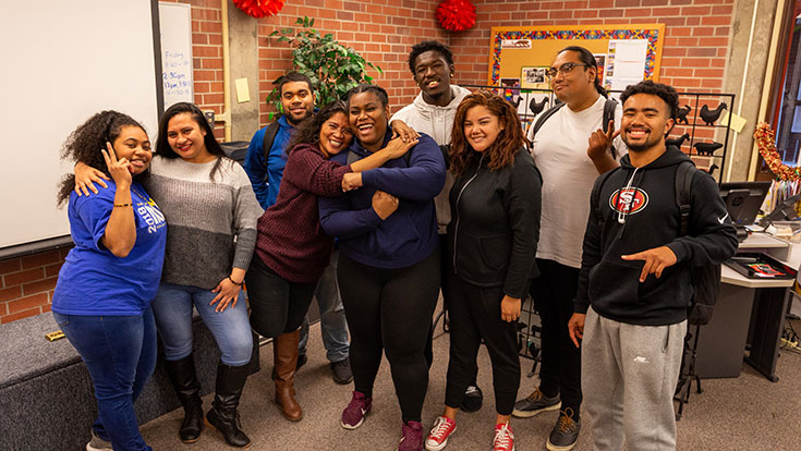 photo of a group of college students indoors